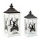 Melrose Reindeer Silhouette Christmas Lantern - 22.75" - White and Black - Set of 2